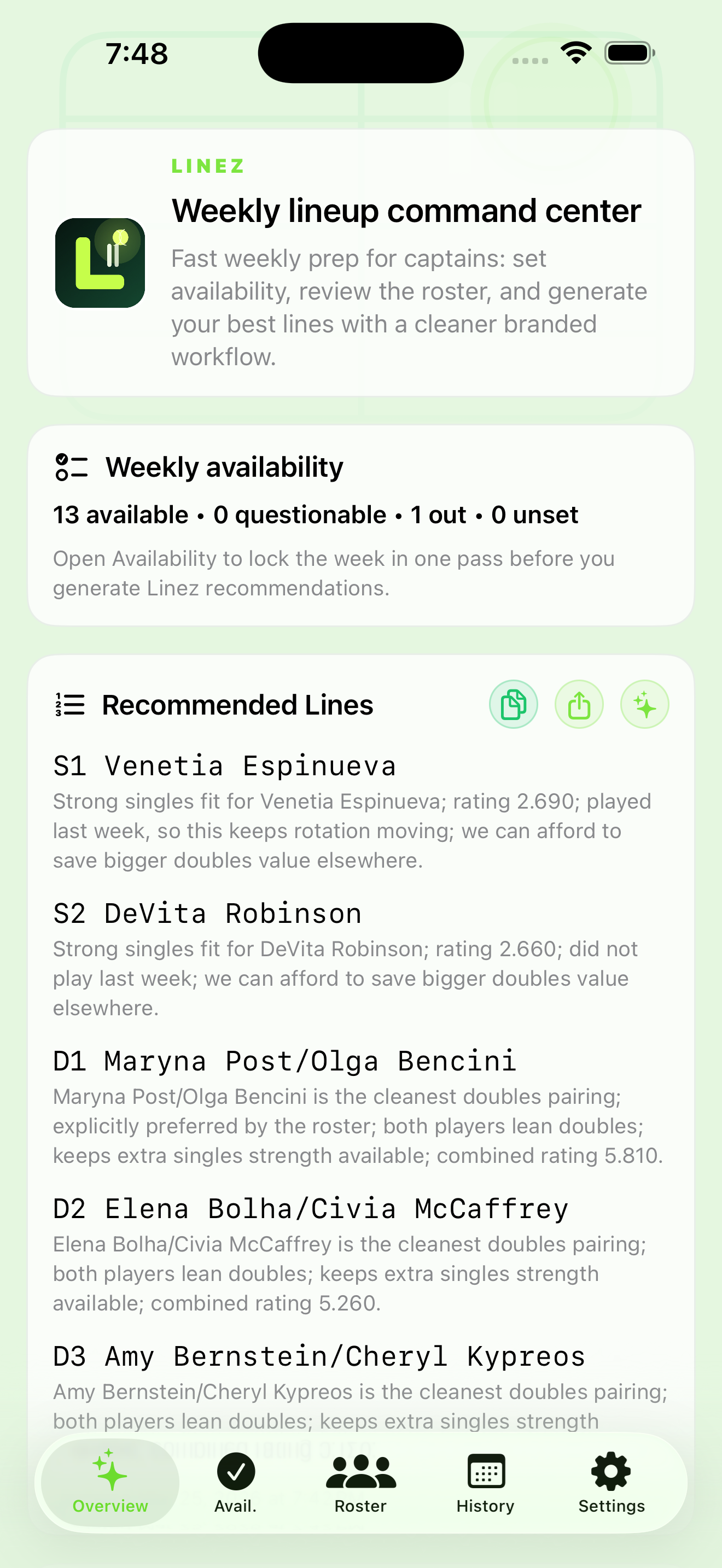 Linez app overview screenshot